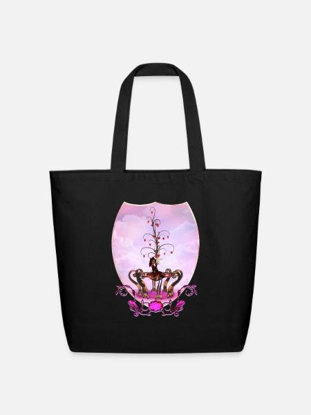 Little fairy with valentine tree - Eco-Friendly Cotton Tote - black