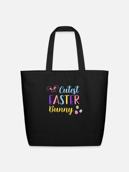 Happy Easter - Eco-Friendly Cotton Tote - black
