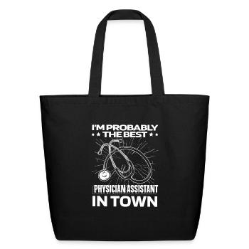 Physician Assistant Stethoscope - Eco-Friendly Cotton Tote - black - Front