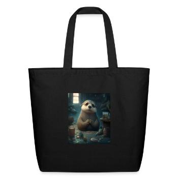 Self Conscious Worried Otter Funny Sea Otter Puns - Eco-Friendly Cotton Tote - black - Front