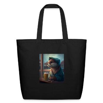 Self Conscious Worried Otter Funny Sea Otter Puns - Eco-Friendly Cotton Tote - black - Front