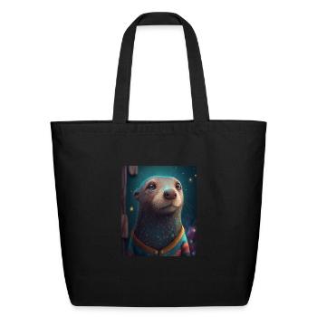 Self Conscious Worried Otter Funny Sea Otter Puns - Eco-Friendly Cotton Tote - black - Front