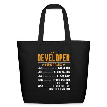 Developer Hourly Rates - Eco-Friendly Cotton Tote - black - Front