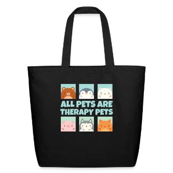 All Pets are Therapy Pets Animal Pet Therapy Menta - Eco-Friendly Cotton Tote - black - Front