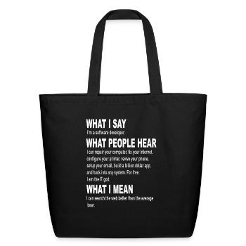 Funny Software Developer definition engineer - Eco-Friendly Cotton Tote - black - Front