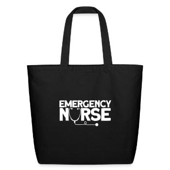 Emergency Nurse Humorous Nursing Nurse - Eco-Friendly Cotton Tote - black - Front