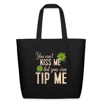 St Patricks Day T Waitress Bartender Waiter Tips - Eco-Friendly Cotton Tote - black - Front