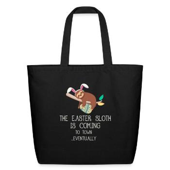 The Easter Sloth With Bunny Ears Easter Bunny - Eco-Friendly Cotton Tote - black - Front