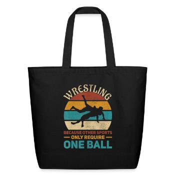Wrestling Wrestle Retro Wrestler Funny Wrestling - Eco-Friendly Cotton Tote - black - Front