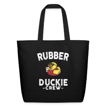 Rubber Duck Yellow Duckie Crew Bath Ducks Duckling - Eco-Friendly Cotton Tote - black - Front