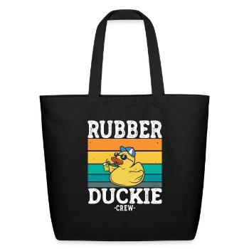 Rubber Duck Yellow Duckie Crew Bath Ducks Duckling - Eco-Friendly Cotton Tote - black - Front