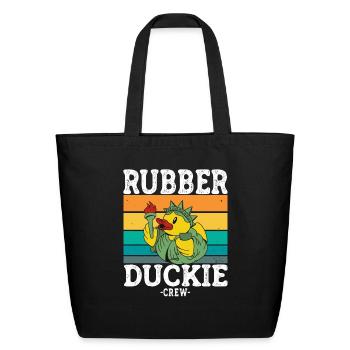 Rubber Duck Yellow Duckie Crew Bath Ducks Duckling - Eco-Friendly Cotton Tote - black - Front