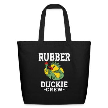 Rubber Duck Yellow Duckie Crew Bath Ducks Duckling - Eco-Friendly Cotton Tote - black - Front
