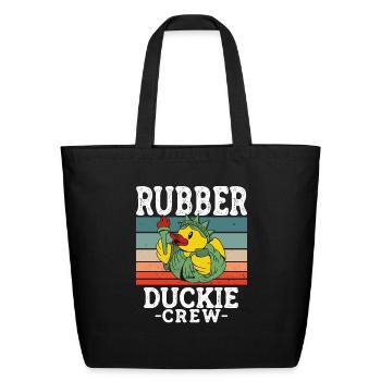 Rubber Duck Yellow Duckie Crew Bath Ducks Duckling - Eco-Friendly Cotton Tote - black - Front