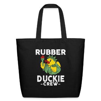 Rubber Duck Yellow Duckie Crew Bath Ducks Duckling - Eco-Friendly Cotton Tote - black - Front