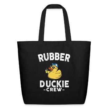 Rubber Duck Yellow Duckie Crew Bath Ducks Duckling - Eco-Friendly Cotton Tote - black - Front