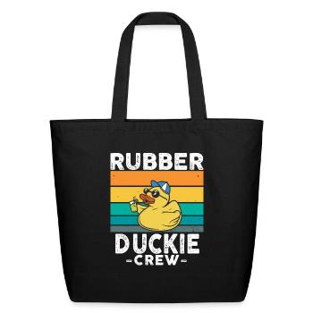 Rubber Duck Yellow Duckie Crew Bath Ducks Duckling - Eco-Friendly Cotton Tote - black - Front