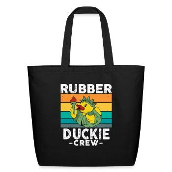 Rubber Duck Yellow Duckie Crew Bath Ducks Duckling - Eco-Friendly Cotton Tote - black - Front