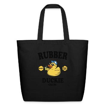 Rubber Duck Yellow Duckie Crew Bath Ducks Duckling - Eco-Friendly Cotton Tote - black - Front