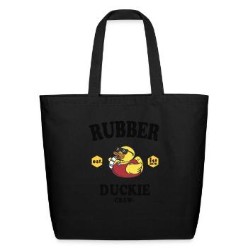 Rubber Duck Yellow Duckie Crew Bath Ducks Duckling - Eco-Friendly Cotton Tote - black - Front