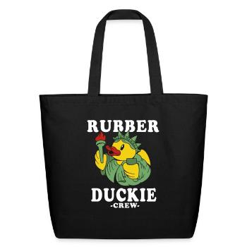 Rubber Duck Yellow Duckie Crew Bath Ducks Duckling - Eco-Friendly Cotton Tote - black - Front