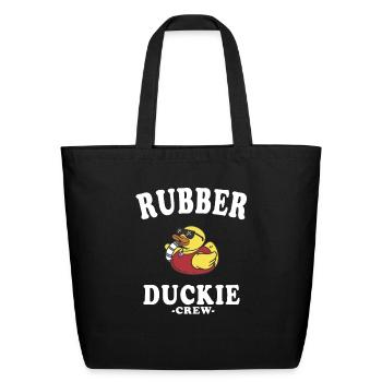 Rubber Duck Yellow Duckie Crew Bath Ducks Duckling - Eco-Friendly Cotton Tote - black - Front