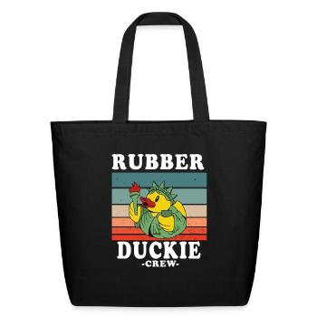 Rubber Duck Yellow Duckie Crew Bath Ducks Duckling - Eco-Friendly Cotton Tote - black - Front