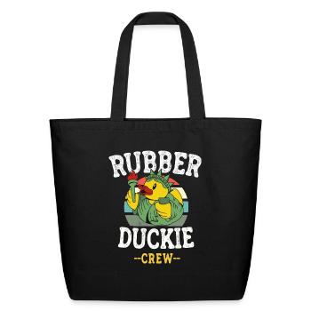 Rubber Duck Yellow Duckie Crew Bath Ducks Duckling - Eco-Friendly Cotton Tote - black - Front