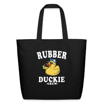 Rubber Duck Yellow Duckie Crew Bath Ducks Duckling - Eco-Friendly Cotton Tote - black - Front