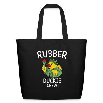 Rubber Duck Yellow Duckie Crew Bath Ducks Duckling - Eco-Friendly Cotton Tote - black - Front