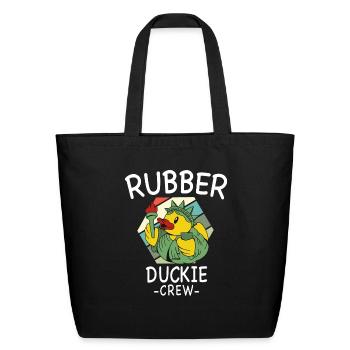 Rubber Duck Yellow Duckie Crew Bath Ducks Duckling - Eco-Friendly Cotton Tote - black - Front
