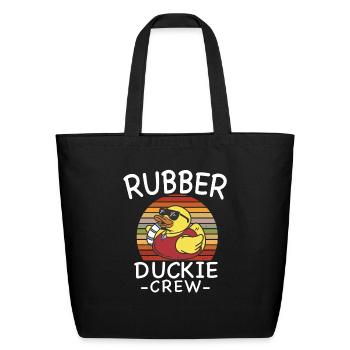 Rubber Duck Yellow Duckie Crew Bath Ducks Duckling - Eco-Friendly Cotton Tote - black - Front