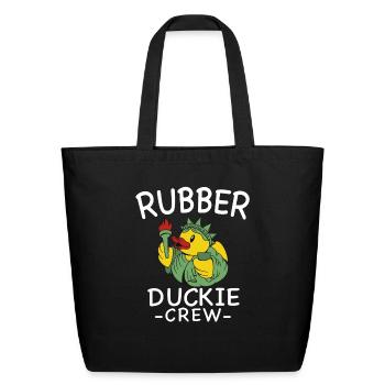 Rubber Duck Yellow Duckie Crew Bath Ducks Duckling - Eco-Friendly Cotton Tote - black - Front