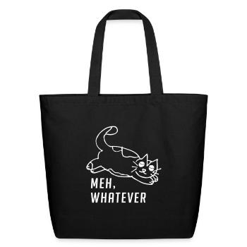 Funny Sarcastic Meh Whatever Cat graphic - Eco-Friendly Cotton Tote - black - Front
