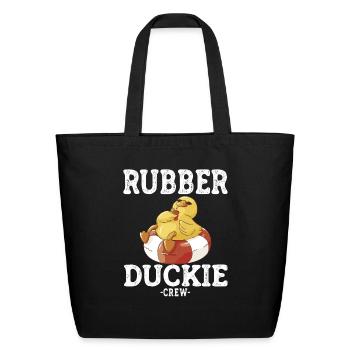 Rubber Duck Yellow Duckie Crew Bath Ducks Duckling - Eco-Friendly Cotton Tote - black - Front