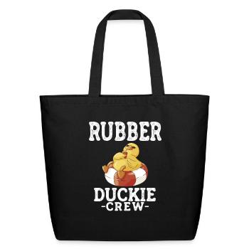 Rubber Duck Yellow Duckie Crew Bath Ducks Duckling - Eco-Friendly Cotton Tote - black - Front
