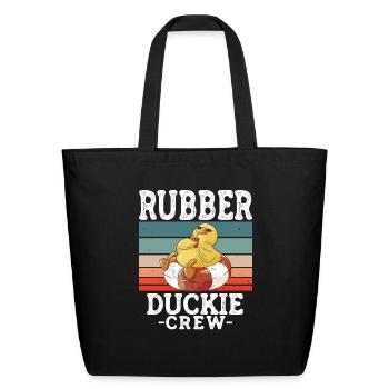 Rubber Duck Yellow Duckie Crew Bath Ducks Duckling - Eco-Friendly Cotton Tote - black - Front