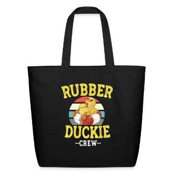 Rubber Duck Yellow Duckie Crew Bath Ducks Duckling - Eco-Friendly Cotton Tote - black - Front