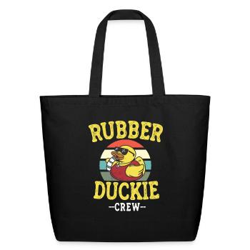 Rubber Duck Yellow Duckie Crew Bath Ducks Duckling - Eco-Friendly Cotton Tote - black - Front
