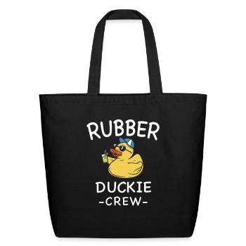 Rubber Duck Yellow Duckie Crew Bath Ducks Duckling - Eco-Friendly Cotton Tote - black - Front
