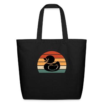 Rubber Duckie Duck Retro - Eco-Friendly Cotton Tote - black - Front
