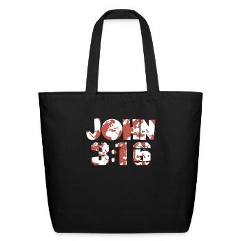 John 3-16 World - Eco-Friendly Cotton Tote - black - Front