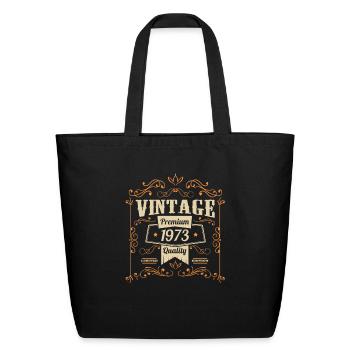 Vintage 1973 ornements d’anniversaire old school - Sac fourre-tout en coton naturel - noir - Devant
