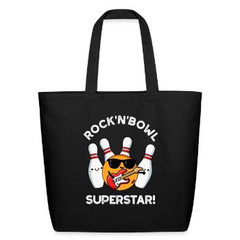 Rock And Bowl Superstar Funny Bowling - Eco-Friendly Cotton Tote - black - Front