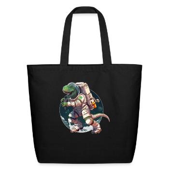 Astronaut Dinosaur Paleontology Prehistoric Dino - Eco-Friendly Cotton Tote - black - Front