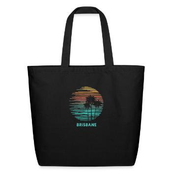 Brisbane Australia Palm Tree Artistic Vacation - Eco-Friendly Cotton Tote - black - Front