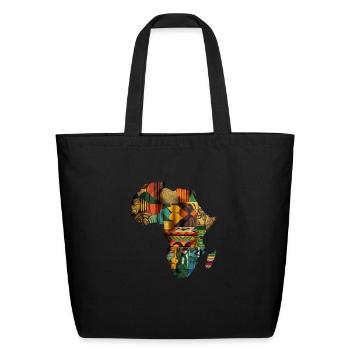 Africa Map - Kente Cloth Map - Eco-Friendly Cotton Tote - black - Front