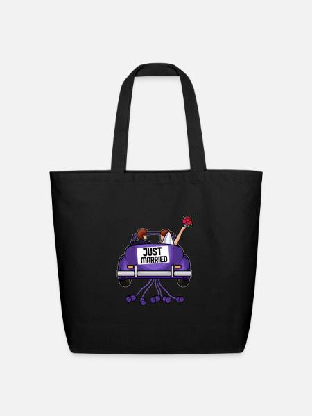 Just Married For Bachelor Party - Eco-Friendly Cotton Tote - black