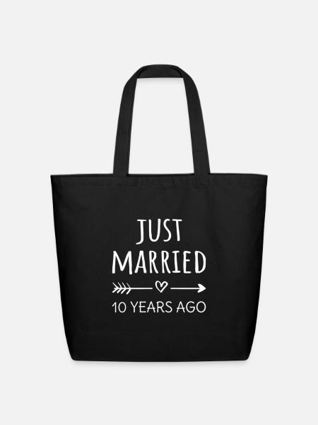 Just Married 10 Years Ago - Eco-Friendly Cotton Tote - black