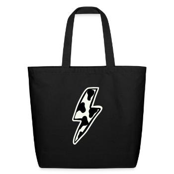 Cow print lightning bolt - Eco-Friendly Cotton Tote - black - Front